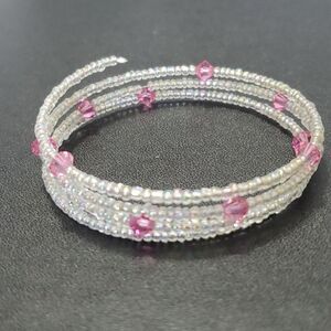 Pink beaded wrap bracelet